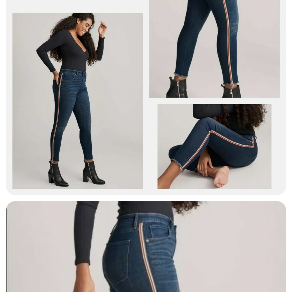 Abercrombie and Fitch Simone Raw Hem Ankle Side Stripe Jeans